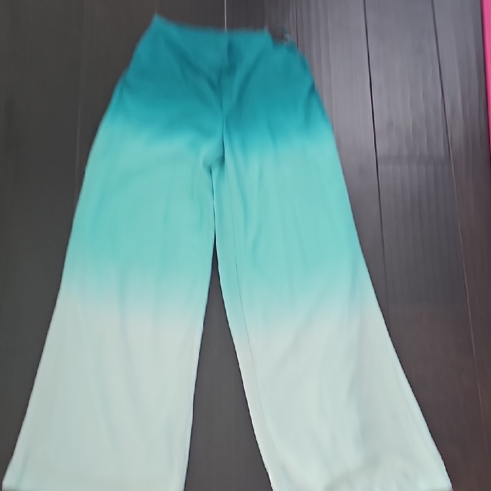 New York & Company Blue and White Casual Wide-Leg Pants